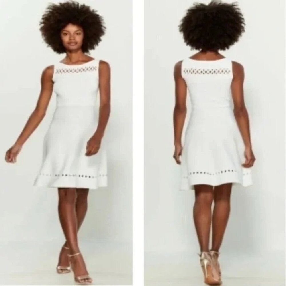 French Connection 2 Summer White‎ Sleeveless Dress KAI CREPE Fit Flare